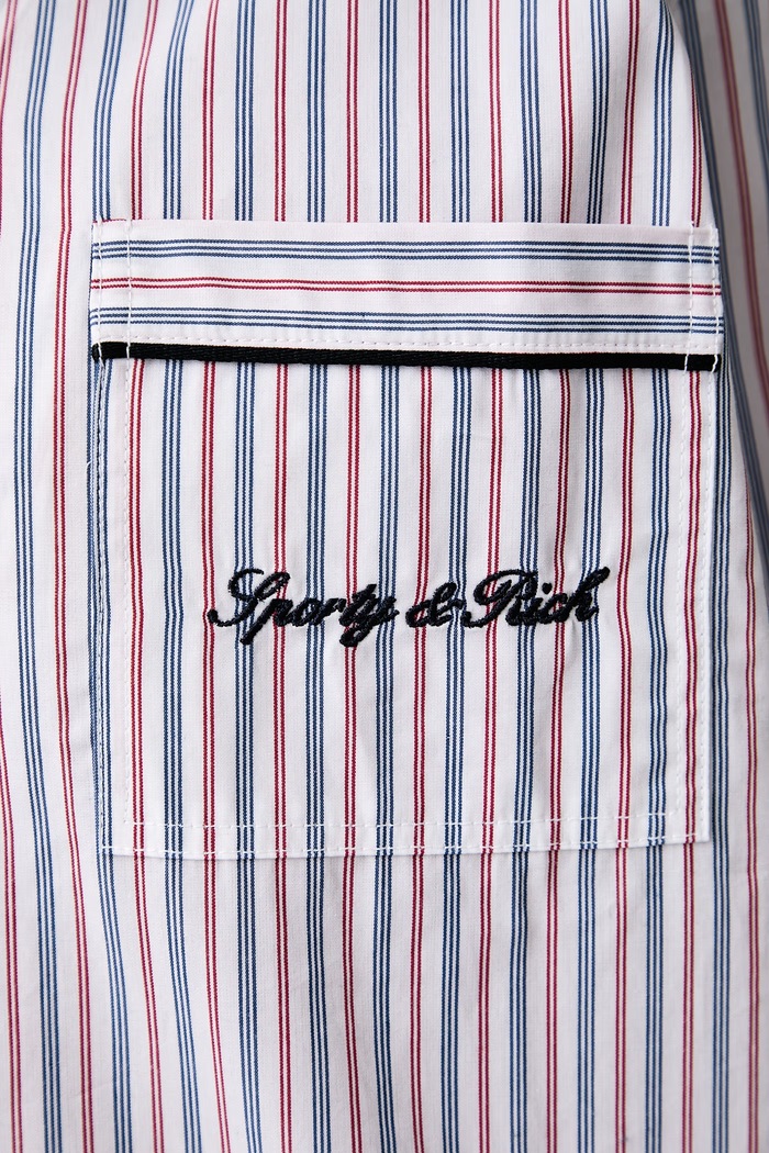 Sporty & Rich Signature Logo koszula piżamowa bawełniana damska SI03985326ST76