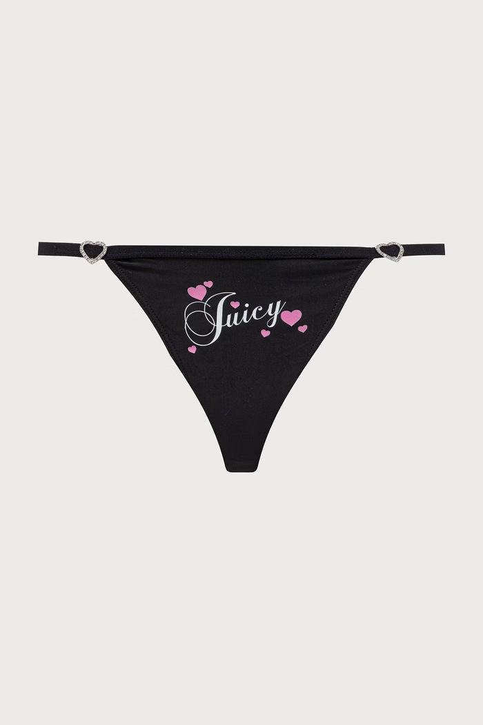 Juicy Couture Stringi damskie HEART JUICY T-BAR THONG 3-pack JCTTH226958 czarny AW26