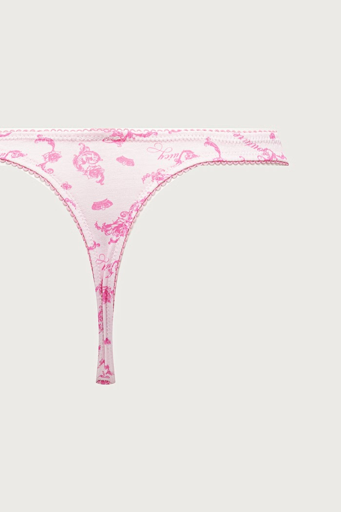 Tanga dámské bavlněné s elastanem COUTURE QUEEN THONG 3-pack Juicy Couture růžová JCTTH226957