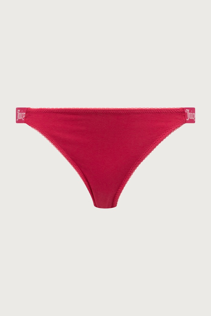 Juicy Couture Tangá dámske s bavlnou DEMI FEMME COTTON SCALLOPED THONG 3-pak JCTTH226954 ružová AW26
