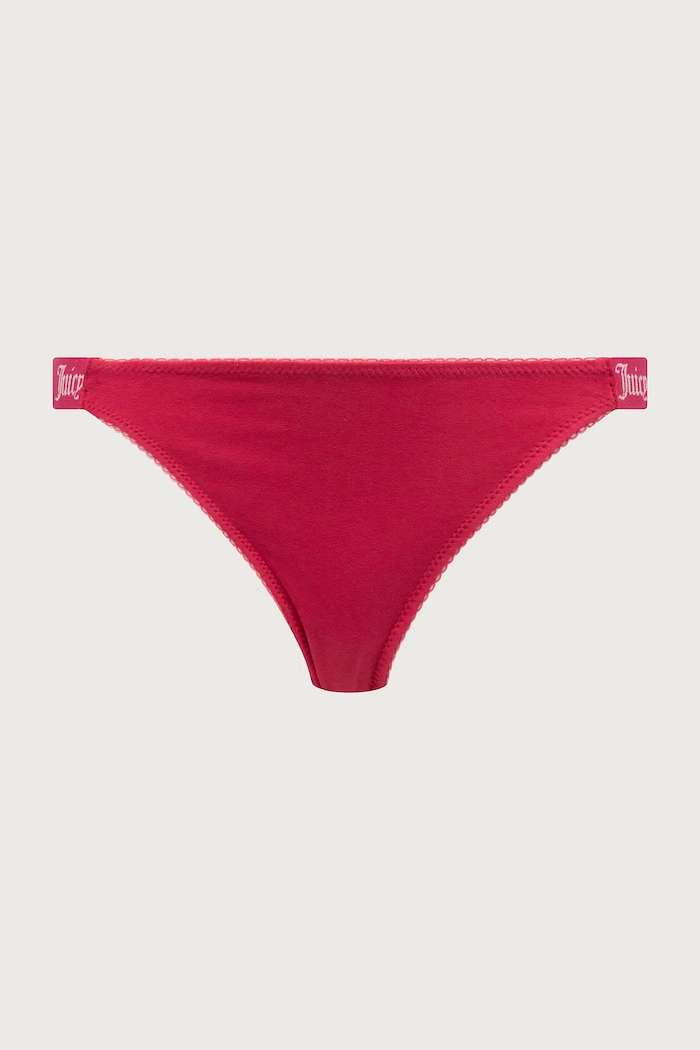 Juicy Couture Tangá dámske s bavlnou DEMI FEMME COTTON SCALLOPED THONG 3-pak JCTTH226954 ružová AW26