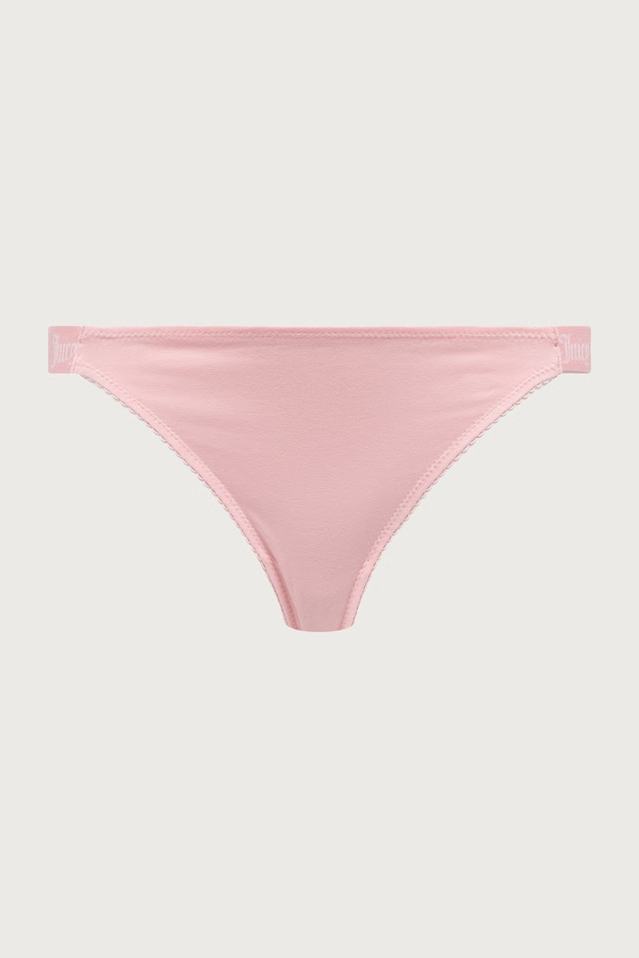 Oblečenie Juicy Couture Tangá dámske s bavlnou DEMI FEMME COTTON SCALLOPED THONG 3-pak JCTTH226954 ružová