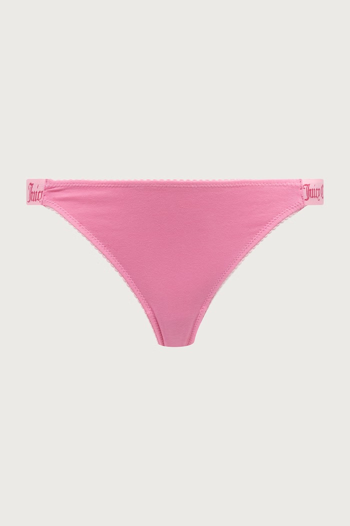 Tangá dámske s bavlnou DEMI FEMME COTTON SCALLOPED THONG 3-pak Juicy Couture JCTTH226954 ružová