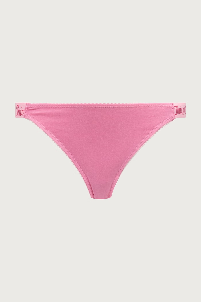 Tangá dámske s bavlnou DEMI FEMME COTTON SCALLOPED THONG 3-pak Juicy Couture JCTTH226954 ružová
