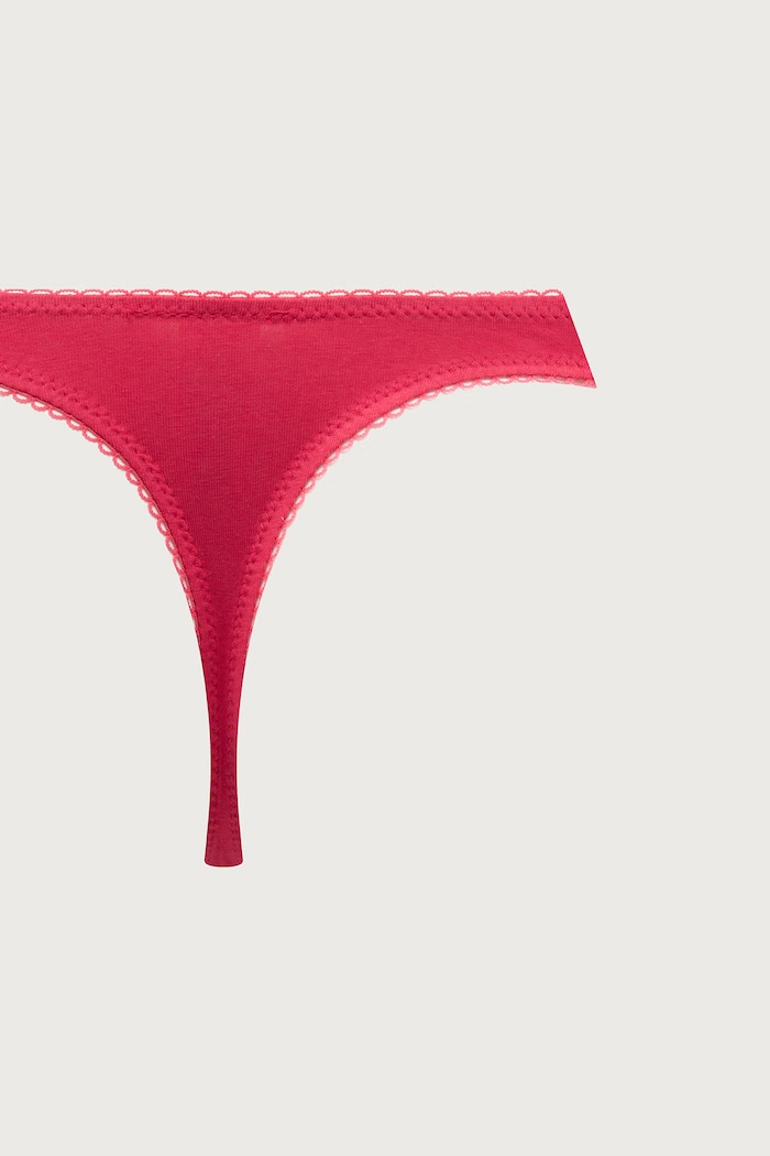 Tangá dámske s bavlnou DEMI FEMME COTTON SCALLOPED THONG 3-pak Juicy Couture ružová JCTTH226954