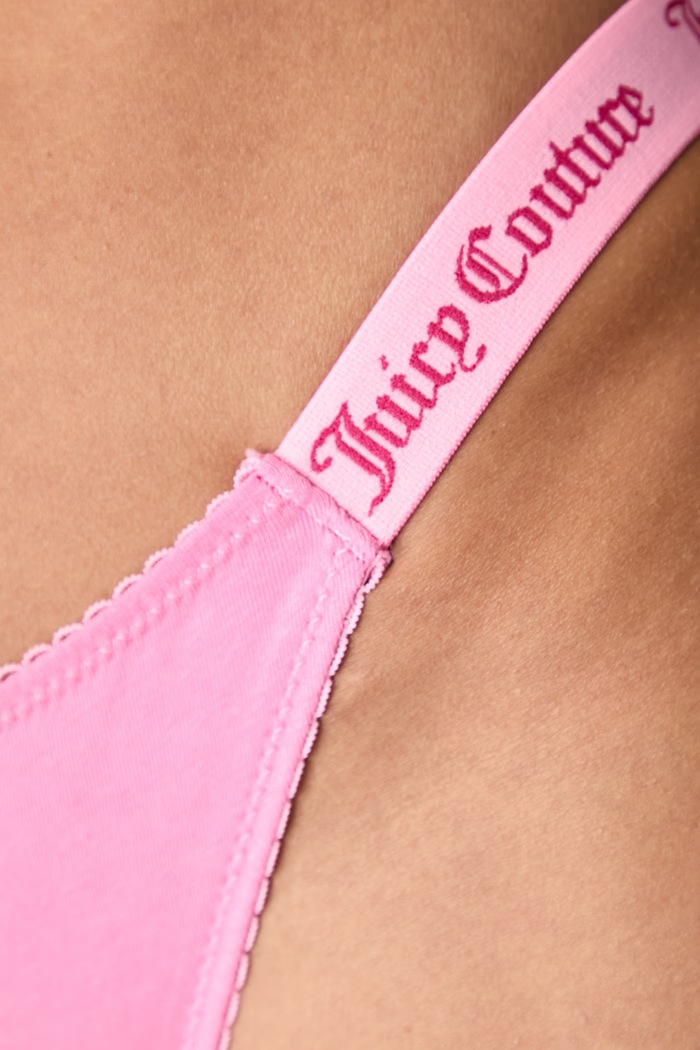 Прашки дамски от памук с еластан DEMI FEMME COTTON SCALLOPED THONG Juicy Couture JCTTH226953 розов