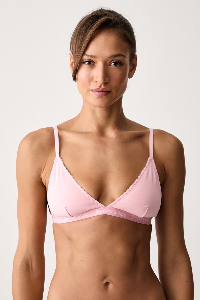 Juicy Couture Триъгълен сутиен от памук с еластан FEMME BEV SCALLOPED EDGE розов JCTQB226951