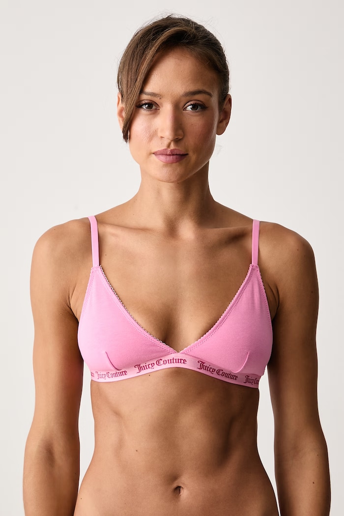 Juicy Couture Триъгълен сутиен от памук с еластан FEMME BEV SCALLOPED EDGE розов JCTQB226951