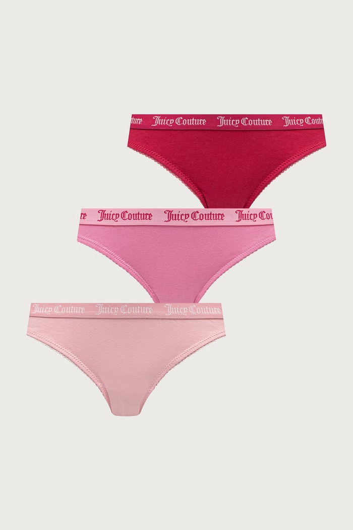 Juicy Couture Nohavičky dámske bavlnené s elastanom DIDDY FEMME COTTON SCALLOPED BRIEF 3-pak ružová JCTBR226956