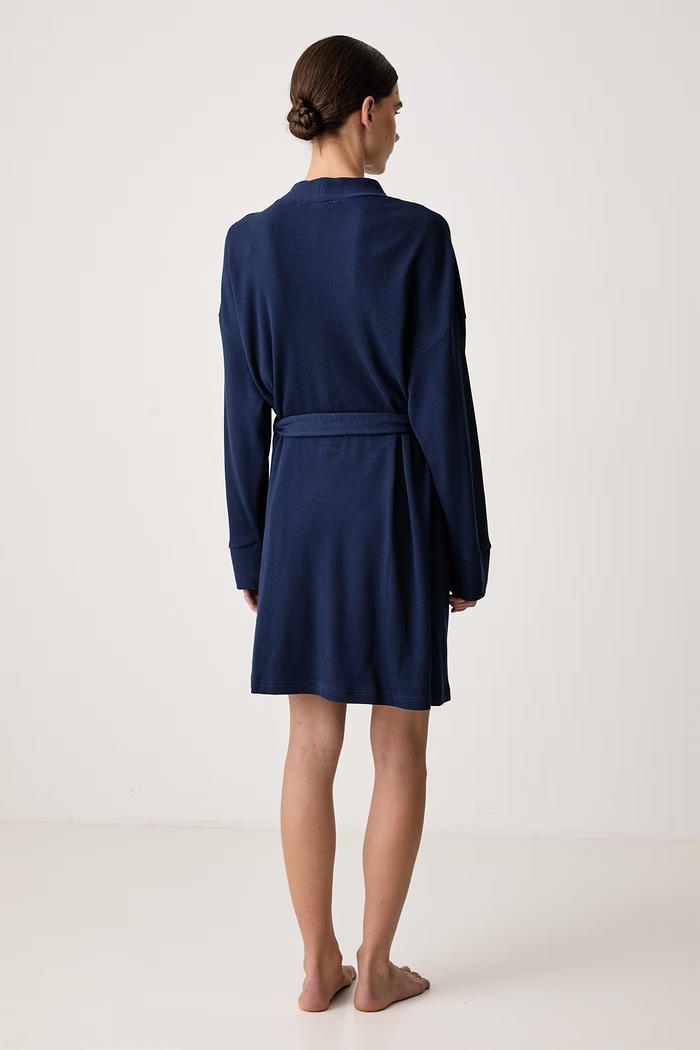 Polo Ralph Lauren Szlafrok damski z bawełną 4P0780 granatowy AW26