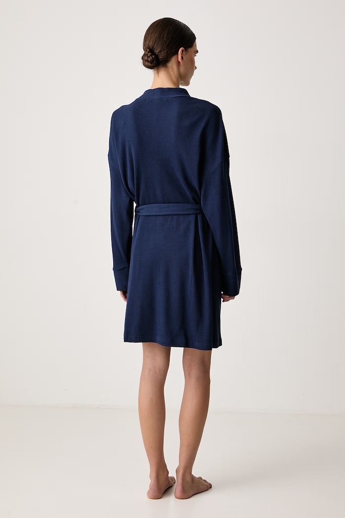 Polo Ralph Lauren Szlafrok damski z bawełną 4P0780 granatowy AW26