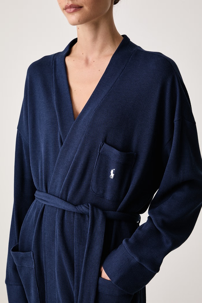 Odzież Polo Ralph Lauren Szlafrok damski z bawełną 4P0780 granatowy
