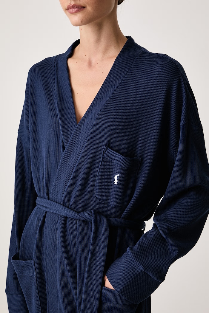 Odzież Polo Ralph Lauren Szlafrok damski z bawełną 4P0780 granatowy