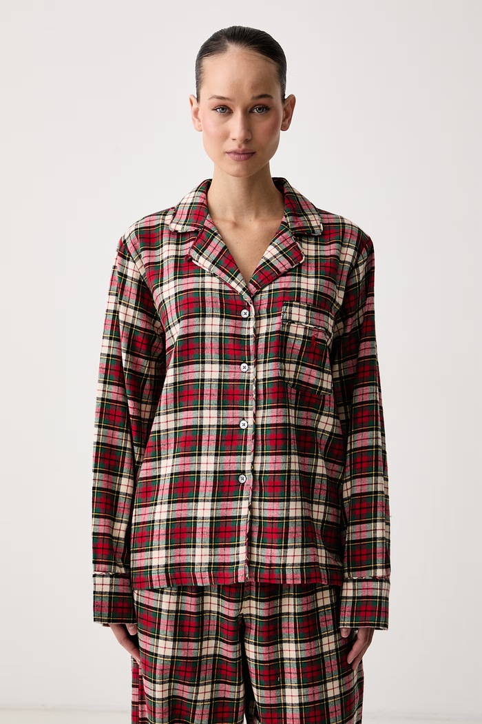 Polo Ralph Lauren Piżama dwuczęściowa damska bawełniana 4P0702 bordowy AW26
