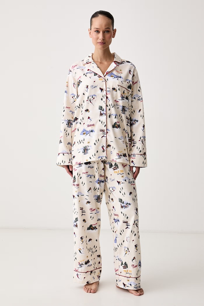 Polo Ralph Lauren Piżama dwuczęściowa damska bawełniana beżowy 4P0701