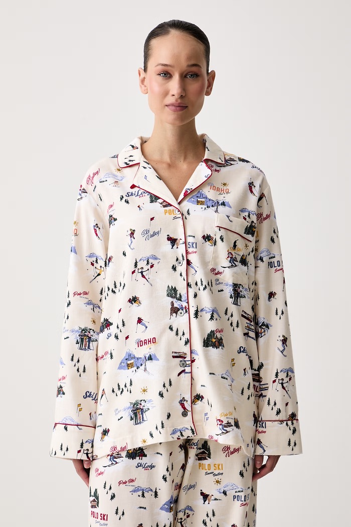 Polo Ralph Lauren Piżama dwuczęściowa damska bawełniana 4P0701 beżowy AW26