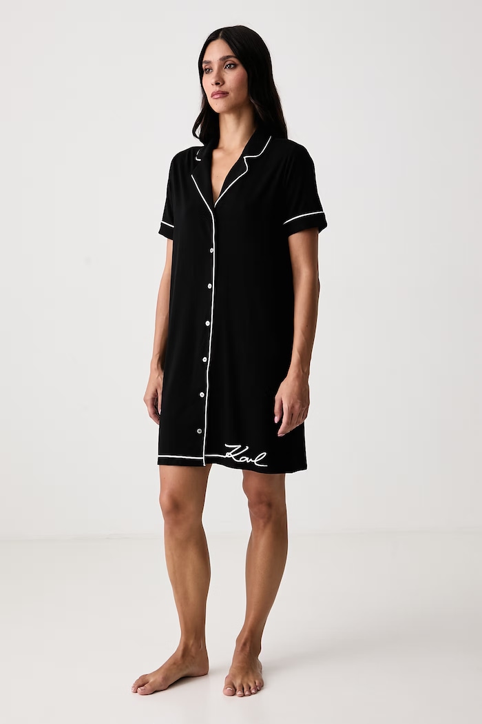 Karl Lagerfeld Νυχτικό γυναικείο με βισκόζη B4W45012 μαύρο AW26