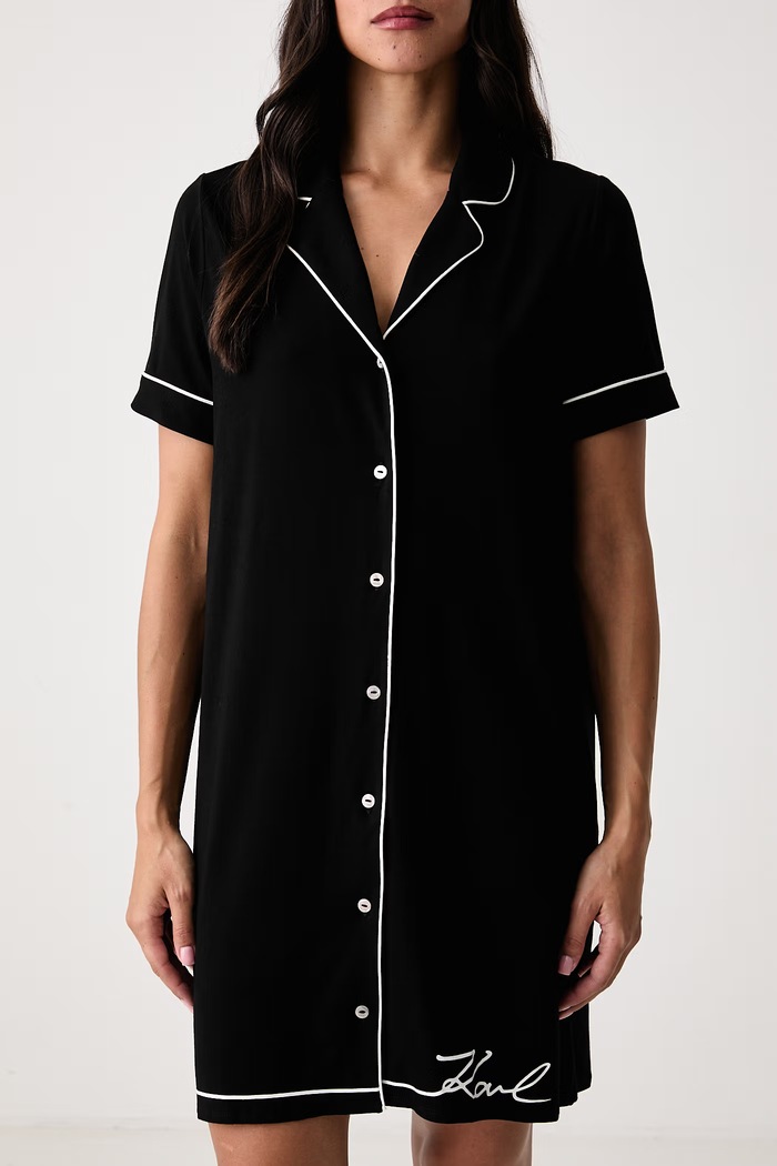 Νυχτικό γυναικείο με βισκόζη Karl Lagerfeld B4W45012 μαύρο