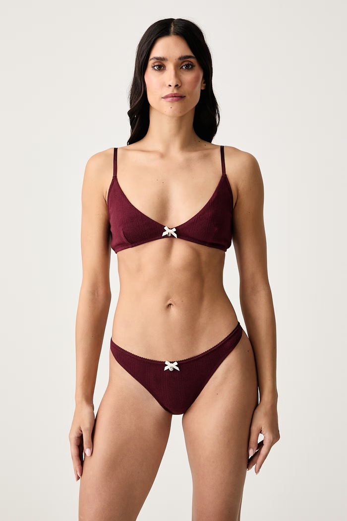 Karl Lagerfeld Tange za žene s pamukom B4W47013 bordo AW26