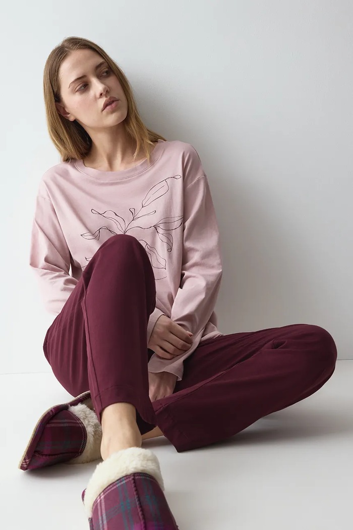 Pijama din două piese pentru femei din bumbac Triumph 10229158 roz