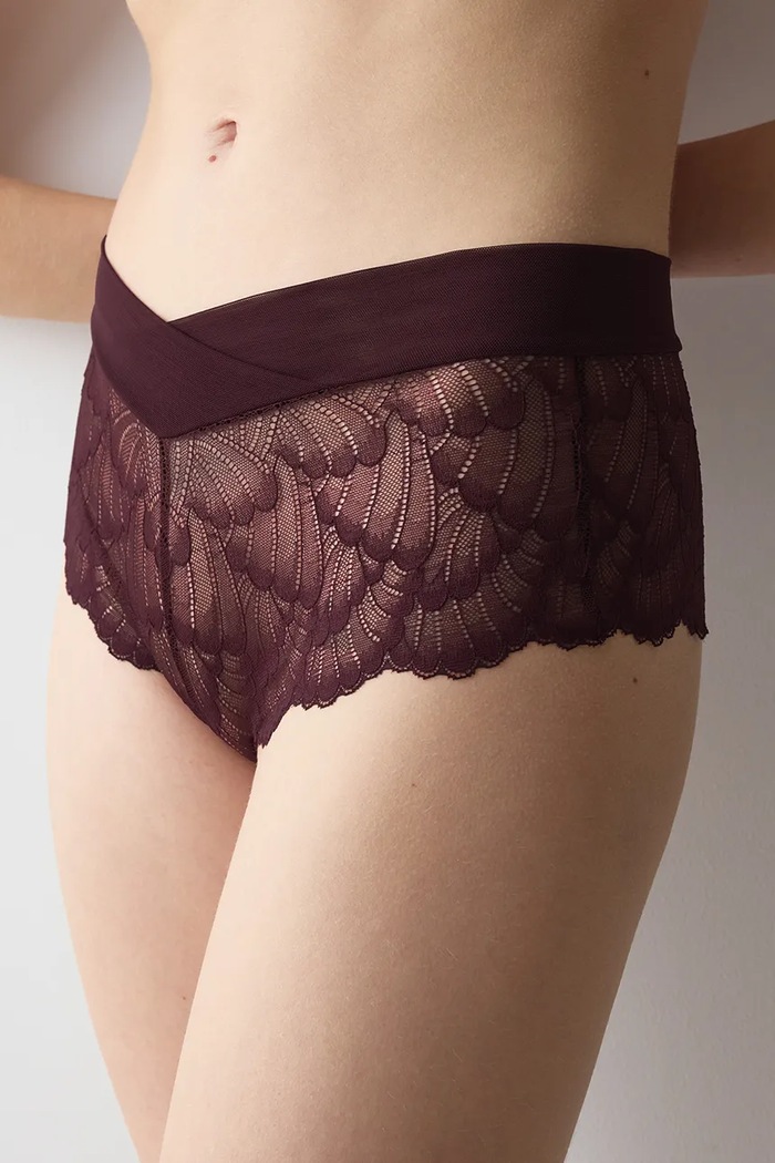 Brazyliany damskie koronkowe Triumph 10228674 bordowy