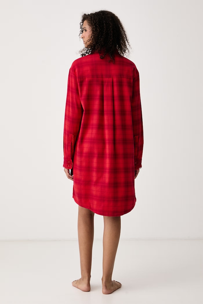 Odzież HUGO Koszula nocna damska bawełniana z elastanem FLANNEL NIGHTY 50570219 czerwony