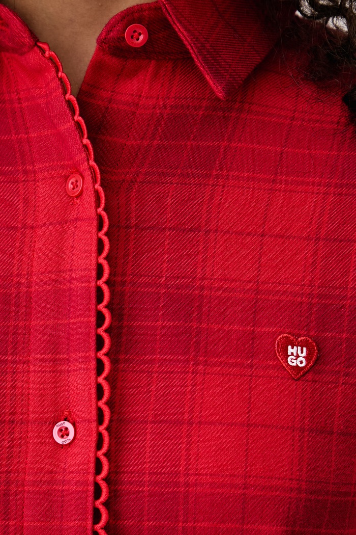 Koszula nocna damska bawełniana z elastanem FLANNEL NIGHTY HUGO czerwony 50570219
