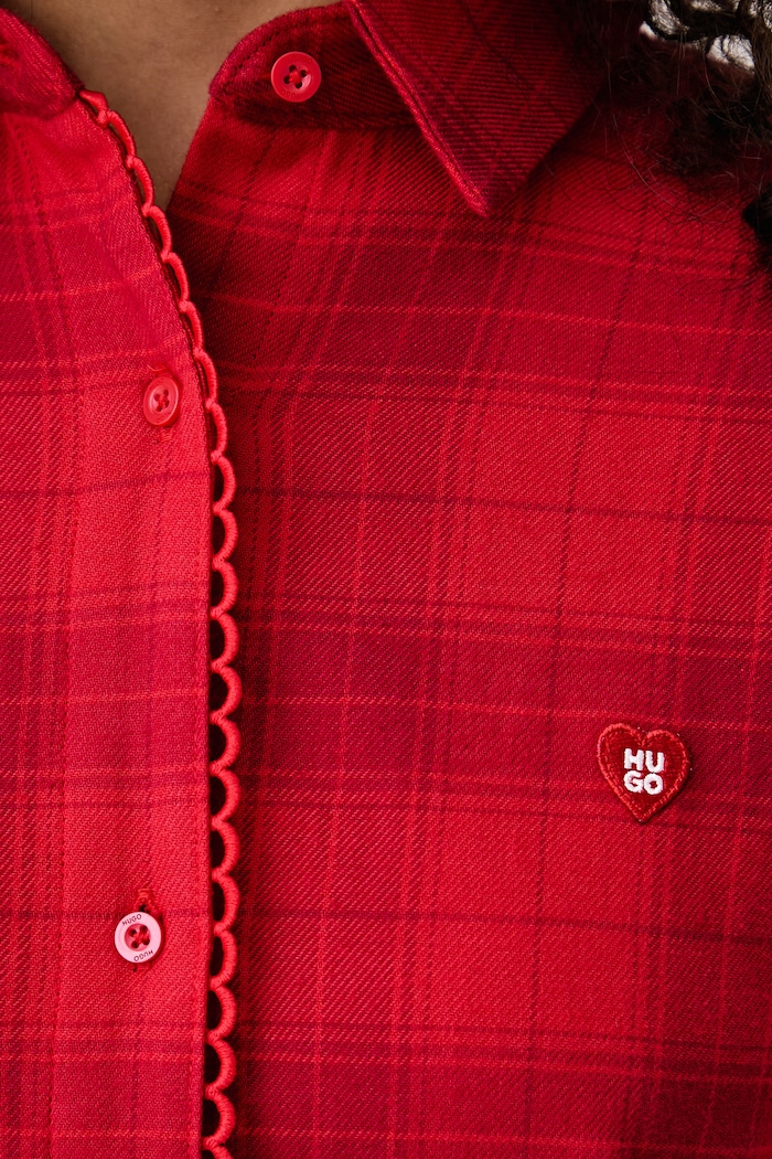 Koszula nocna damska bawełniana z elastanem FLANNEL NIGHTY HUGO czerwony 50570219