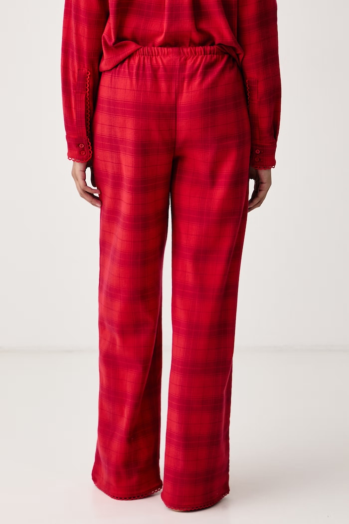 Odzież HUGO Spodnie piżamowe damskie bawełniane z elastanem FLANNEL PANTS 50570208 czerwony
