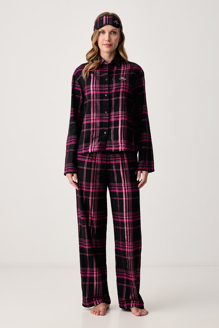 HUGO Dvojdielne pyžamo dámske s bavlnou FLANNEL GIFT-SET ružová 50570176