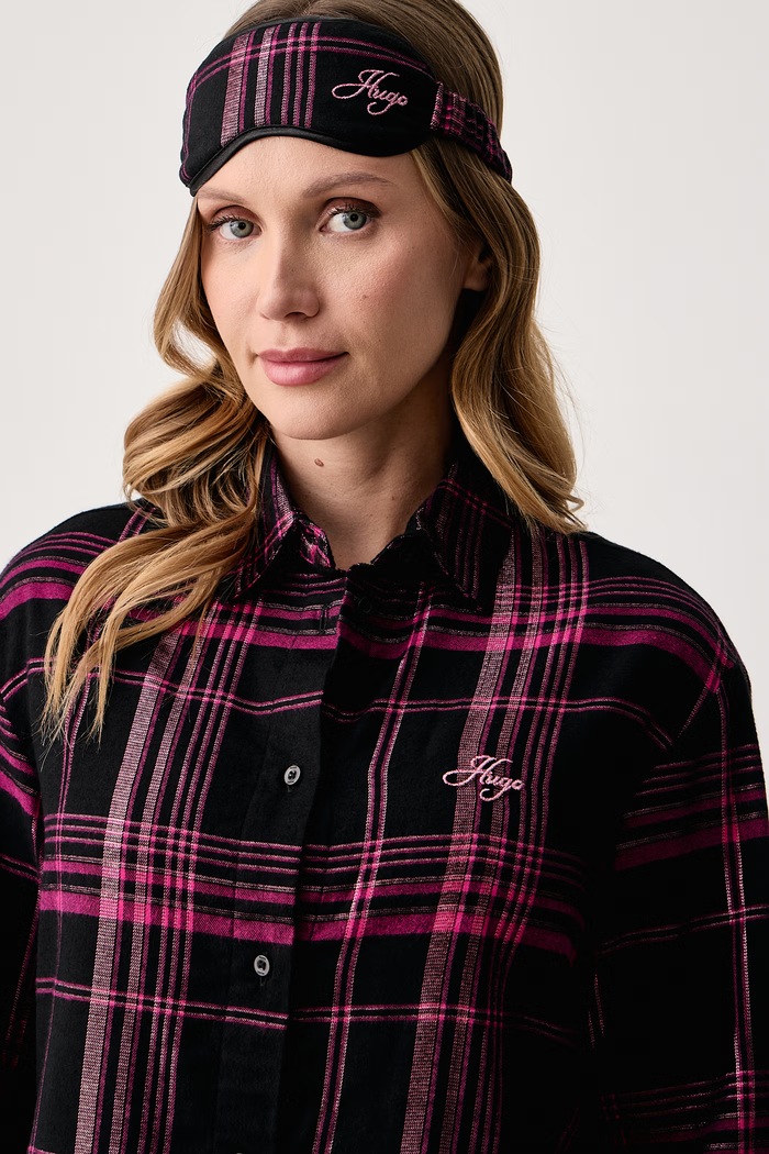 Dvojdielne pyžamo dámske s bavlnou FLANNEL GIFT-SET HUGO ružová 50570176