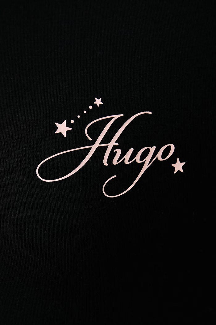Longsleeve piżamowy damski z modalem CASUAL LS-SHIRT HUGO czarny 50570156