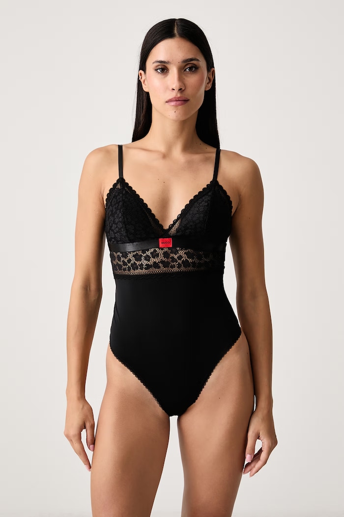 HUGO Body damskie SAVANA BODYSUIT P czarny 50570667