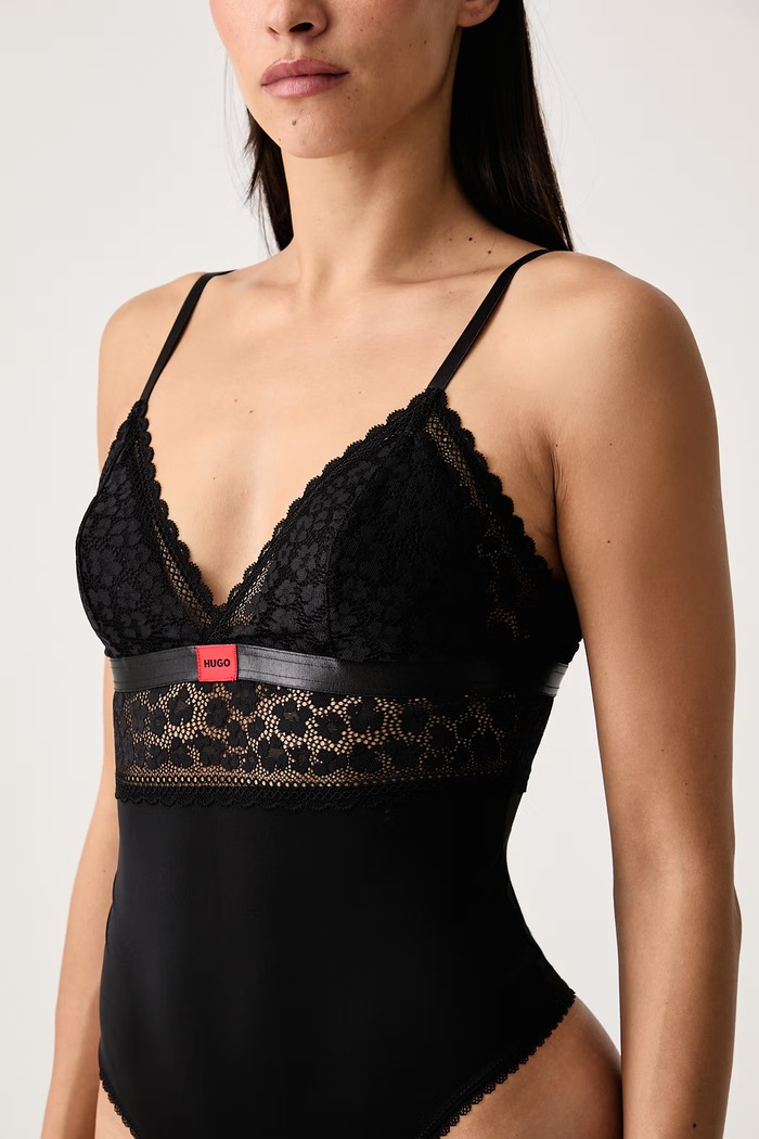 Body damskie SAVANA BODYSUIT P HUGO 50570667 czarny