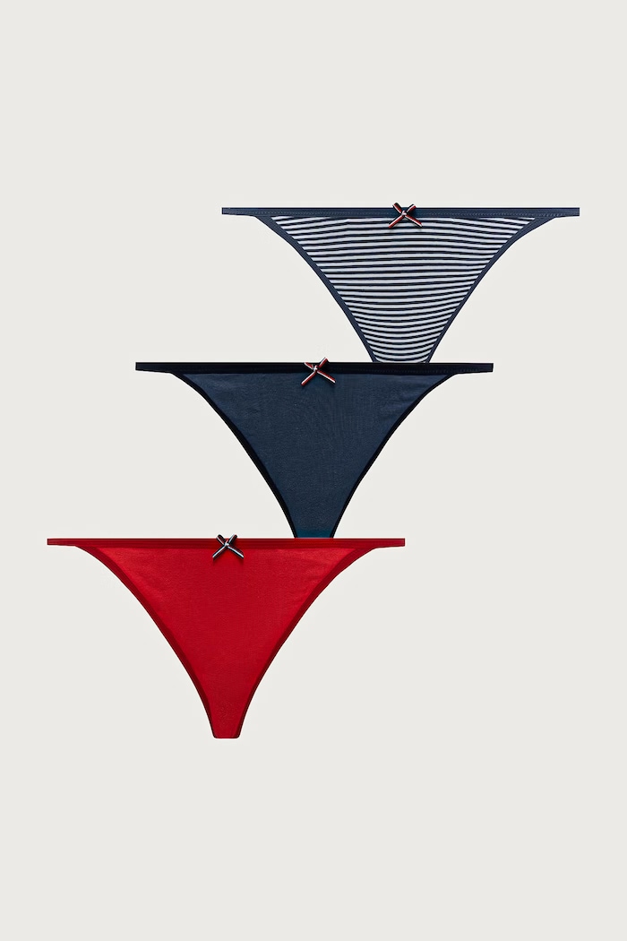 Tommy Hilfiger Stringi damskie z bawełną 2-pack niebieski UW0UW06666