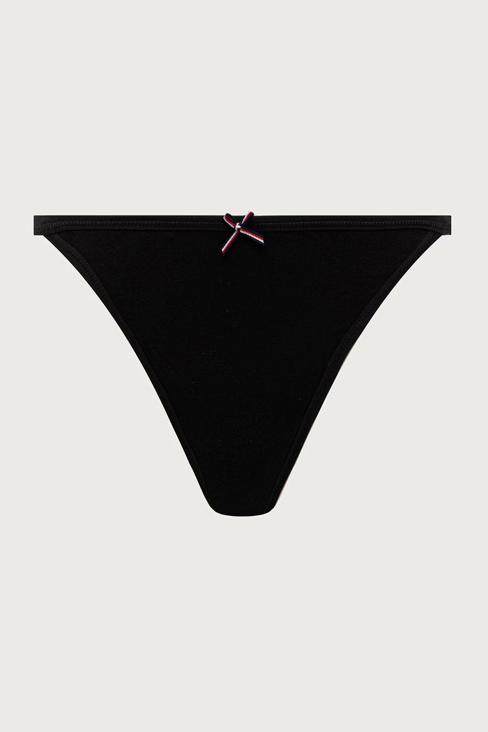 Tommy Hilfiger tange za žene s pamukom 2-pack crna UW0UW06666