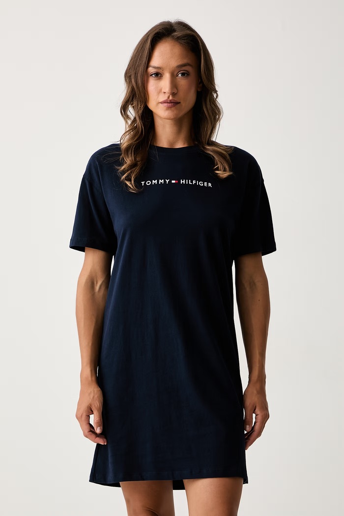 Tommy Hilfiger koszula nocna damska bawełniana granatowy UW0UW06689