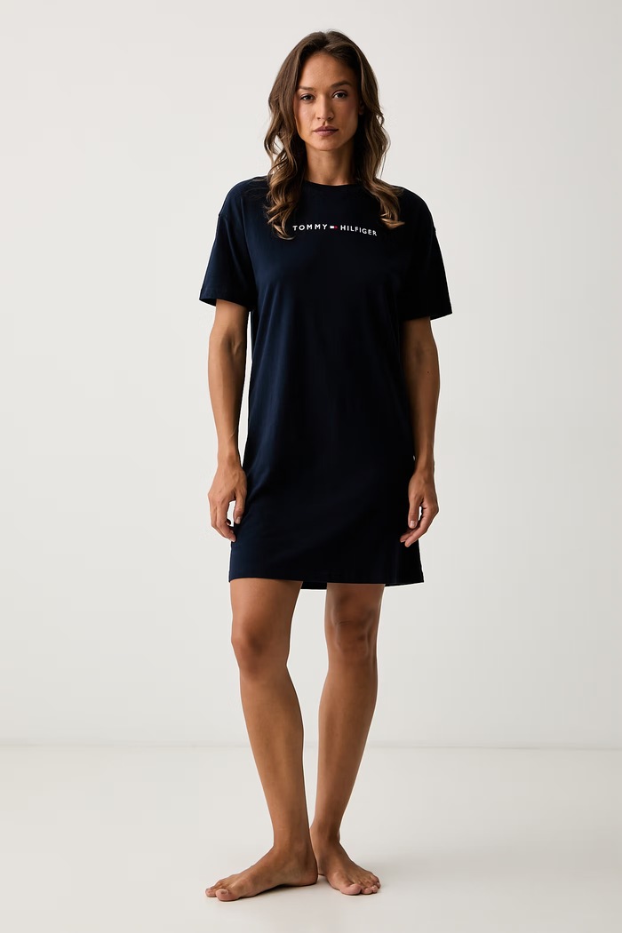 Tommy Hilfiger koszula nocna damska bawełniana UW0UW06689 granatowy AW26