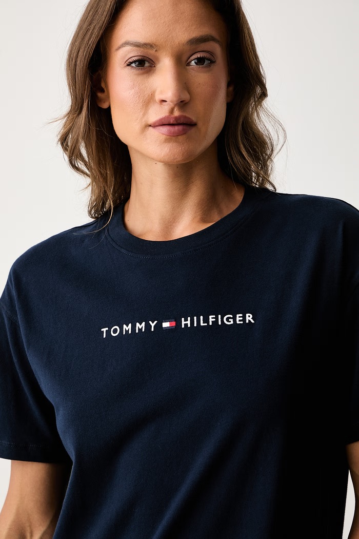 Tommy Hilfiger koszula nocna damska bawełniana granatowy UW0UW06689