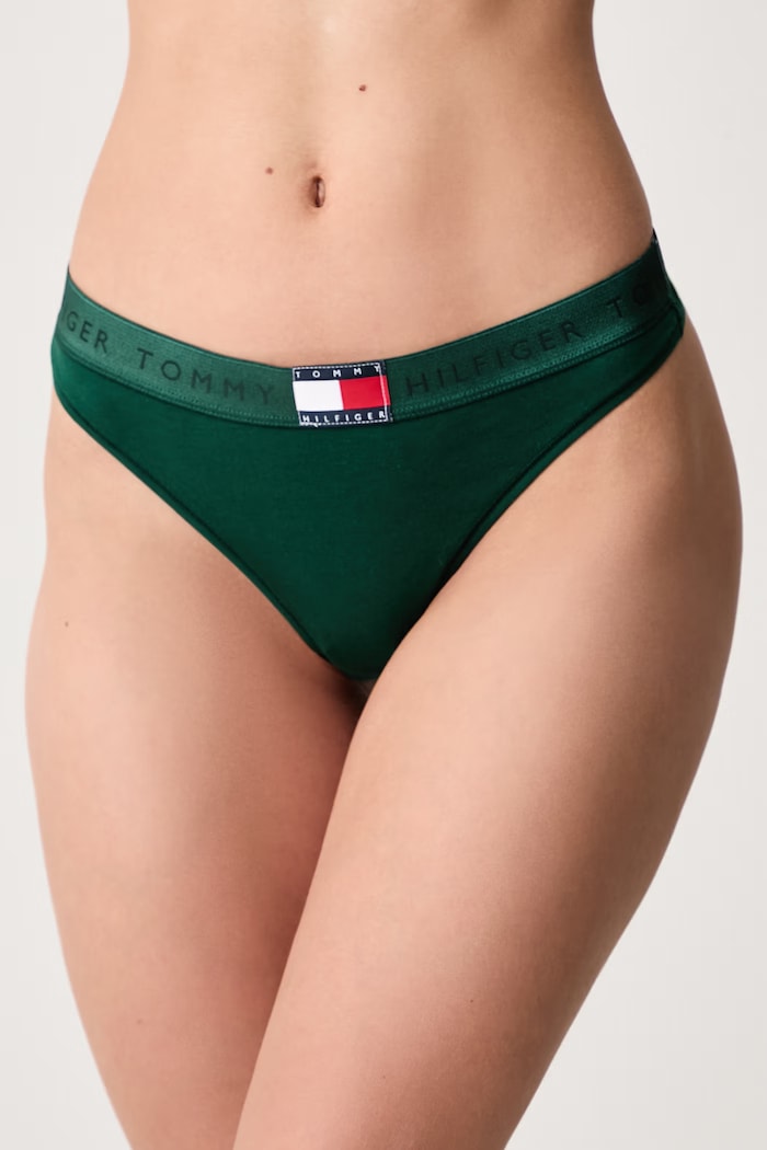 Tommy Hilfiger Tanga női pamut elasztánnal zöld UW0UW06682