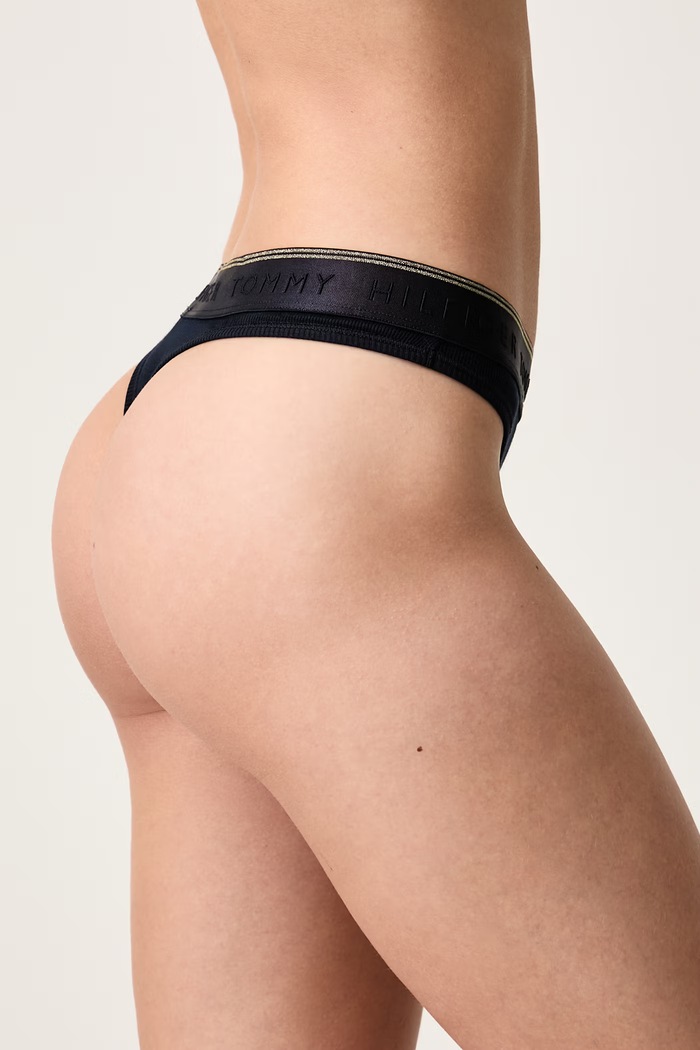 Odjeća Tommy Hilfiger Tange za žene s pamukom UW0UW06678 mornarsko plava