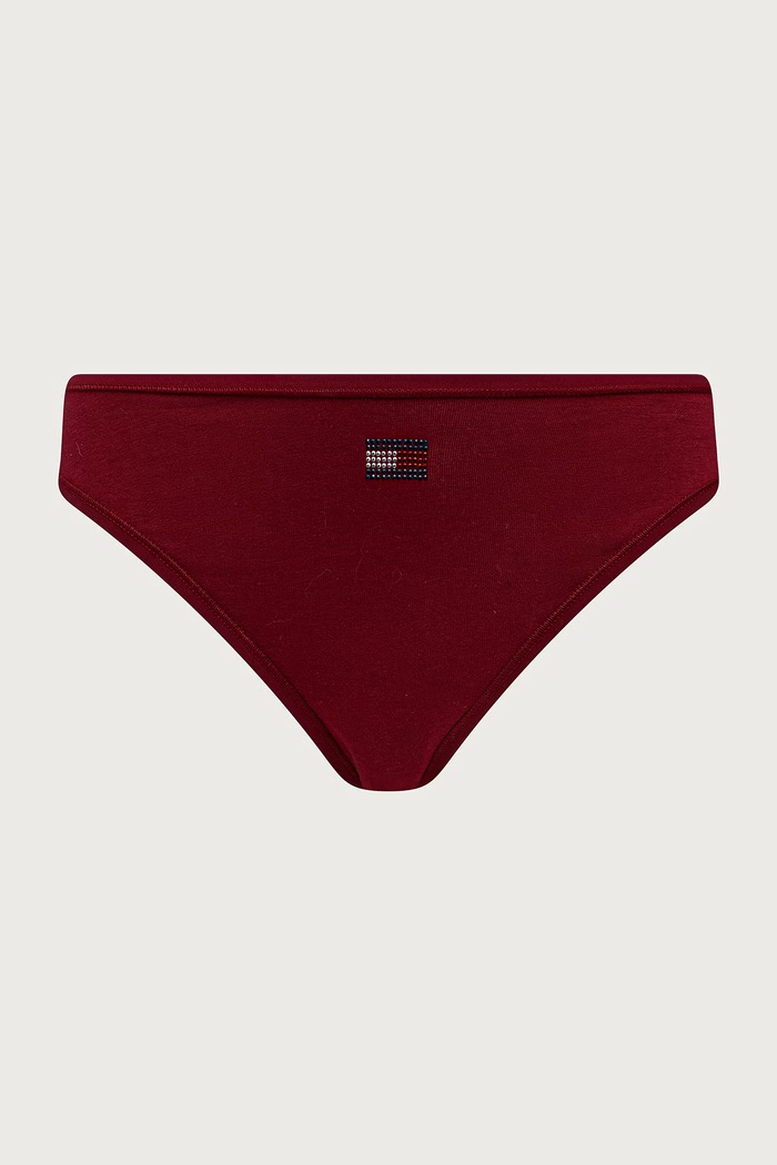 Tommy Hilfiger Бикини тип бразилиана дамски от памук с еластан UW0UW06664 бордо AW26
