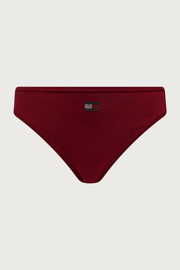Tommy Hilfiger Бикини тип бразилиана дамски от памук с еластан UW0UW06664 бордо AW26