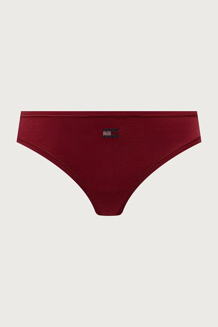 Tommy Hilfiger Tange za žene od pamuka s elastanom 3-pack UW0UW06663 bordo AW26