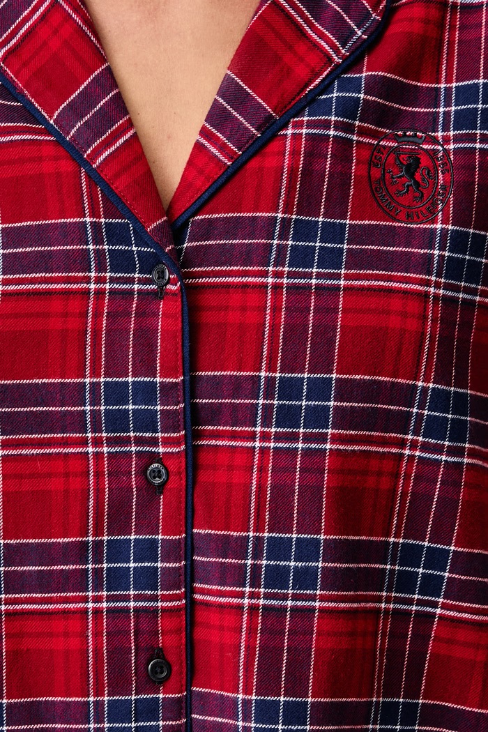 Pižamna srajca ženska bombažna Tommy Hilfiger bordo UW0UW06598