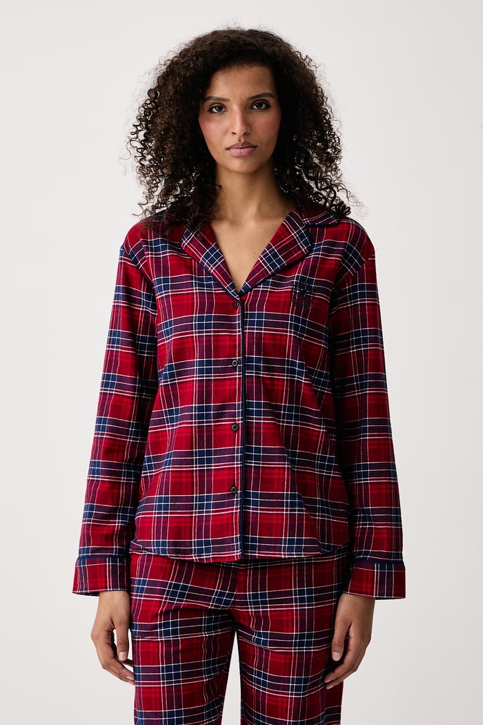 Tommy Hilfiger Piżama dwuczęściowa damska bawełniana UW0UW06708 bordowy AW26