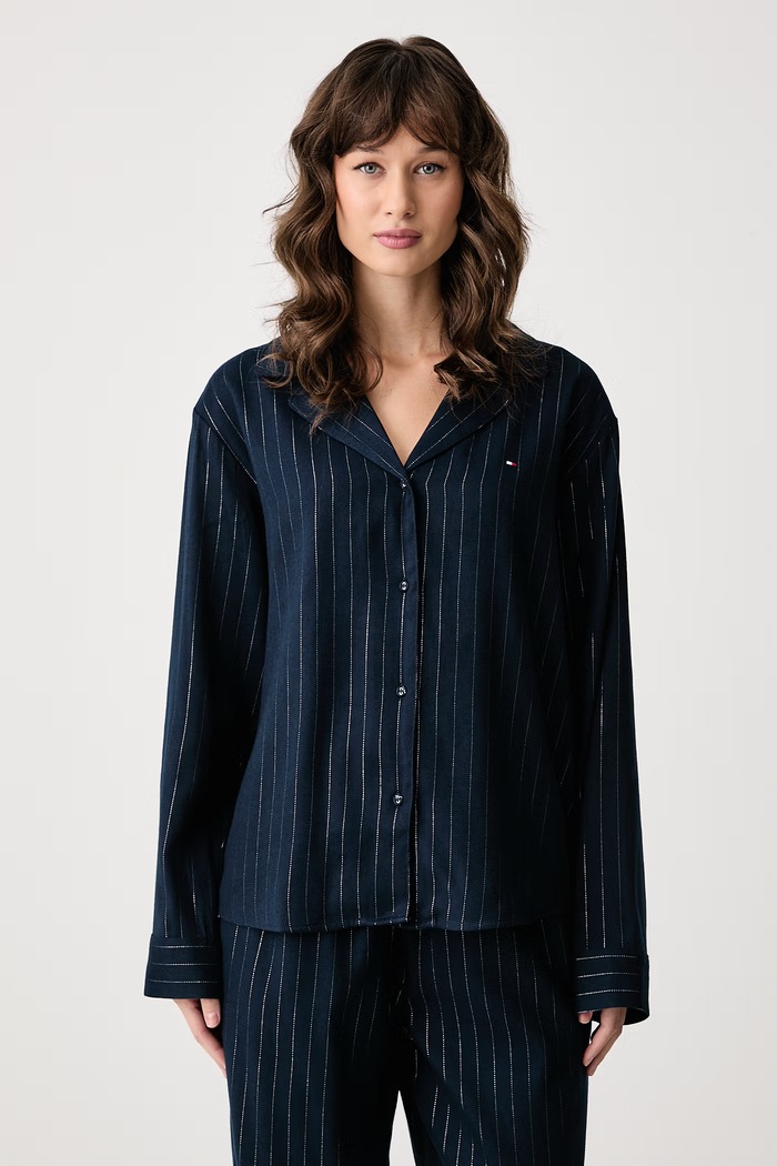 Tommy Hilfiger Πυτζάμες δύο τεμαχίων γυναικείες με βισκόζη UW0UW06685 σκούρο μπλε AW26