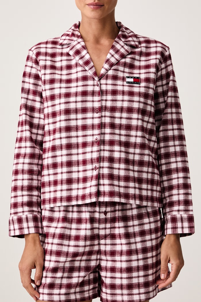 Tommy Hilfiger Пижама от две части дамска от памук UW0UW06622 розов AW26