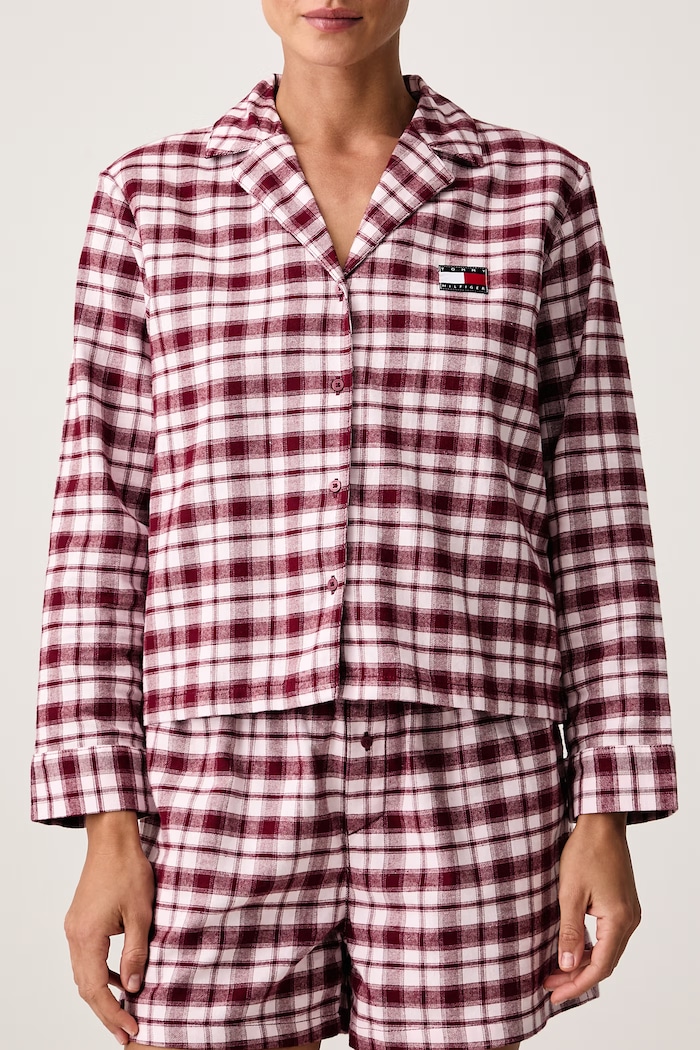 Tommy Hilfiger Пижама от две части дамска от памук UW0UW06622 розов AW26