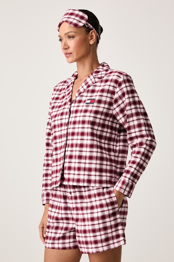 Пижама от две части дамска от памук Tommy Hilfiger UW0UW06622 розов